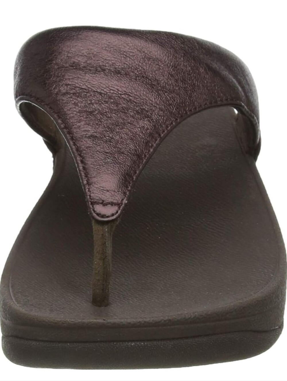 FitFlop Women's Lulu Leather Toe-Post Thong Sandals Chocolate Metallic - Picture 2 of 10